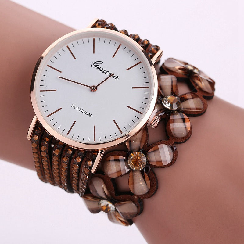 Fashion Geneva Flowers Watches Women