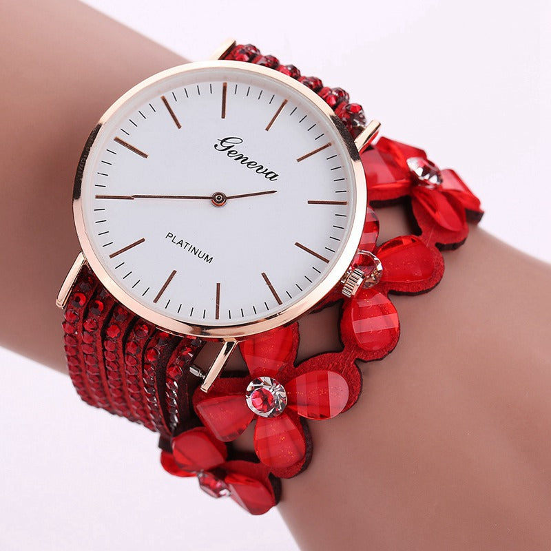 Fashion Geneva Flowers Watches Women