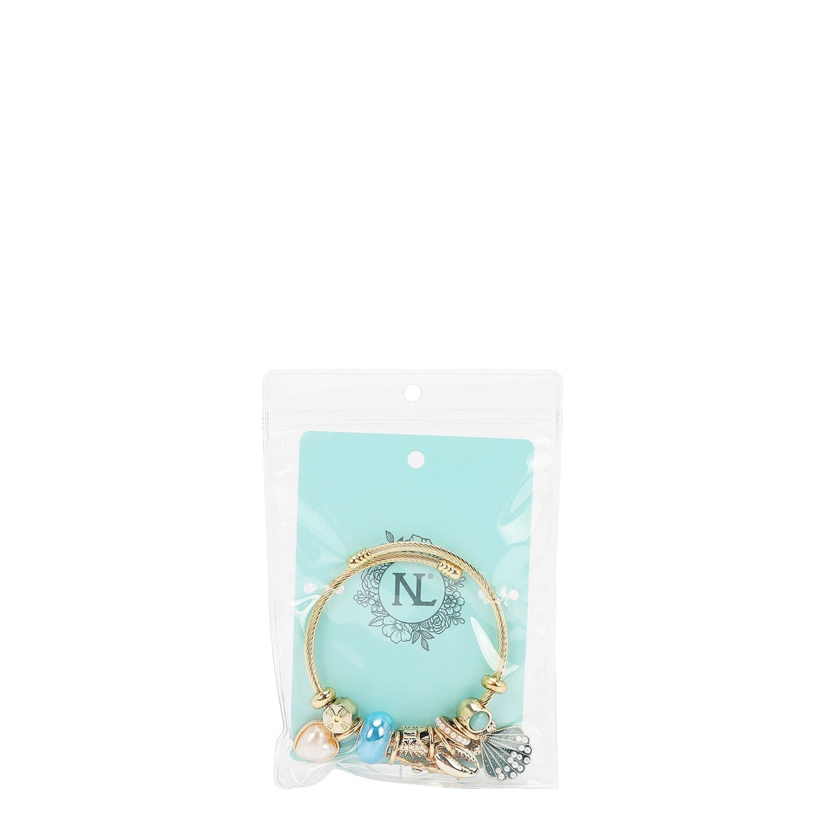 PULSERA CON DIJES DE OCEANO ROMANTICO  (AZUL)